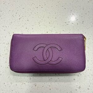 Chanel Zippy Wallet Purple Authentic